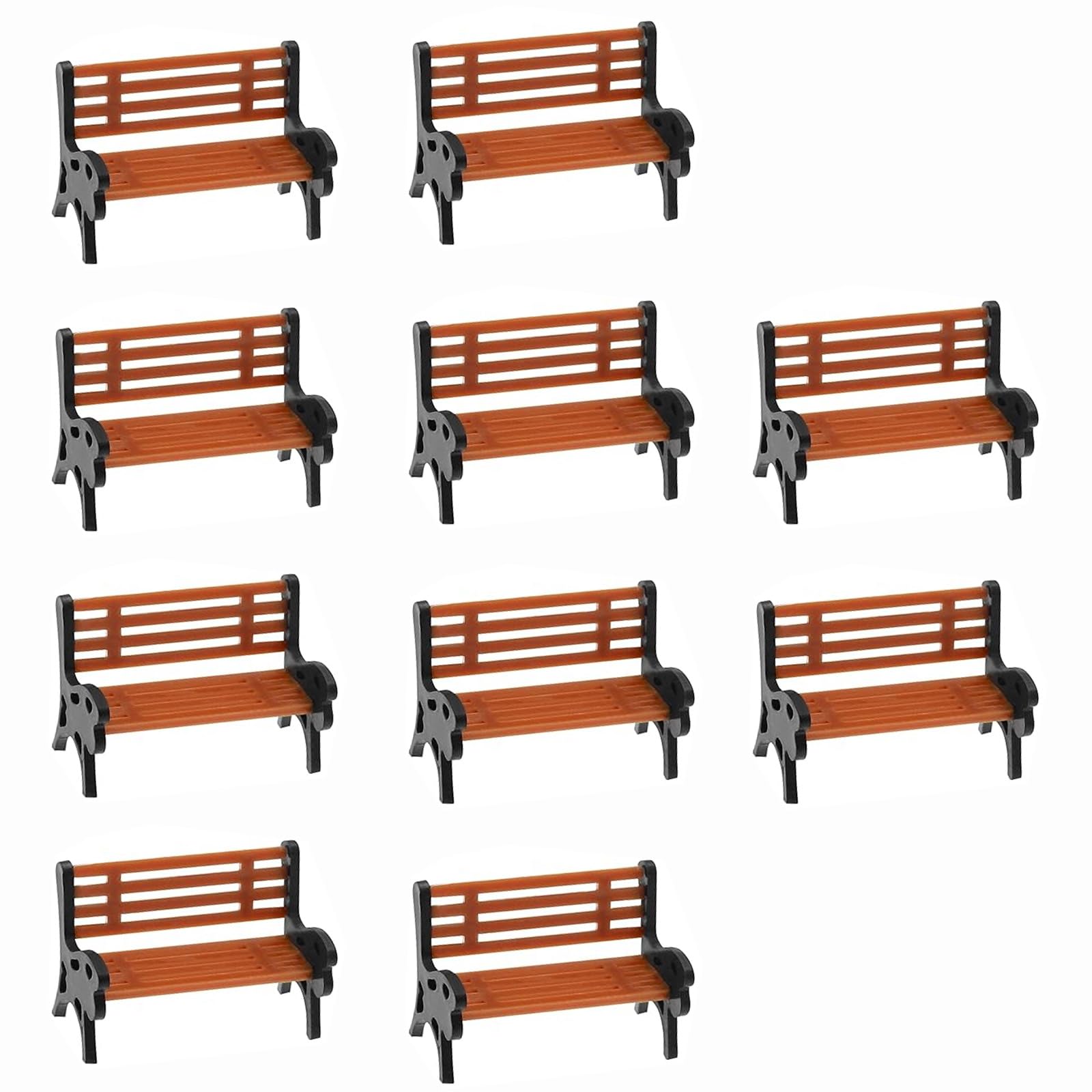 Mistillion 10PCS 1:150 Scale Mini Garden Bench Models, Plastic Park Street Seat Chairs for Model Railway Landscape Micro Scene Decoration