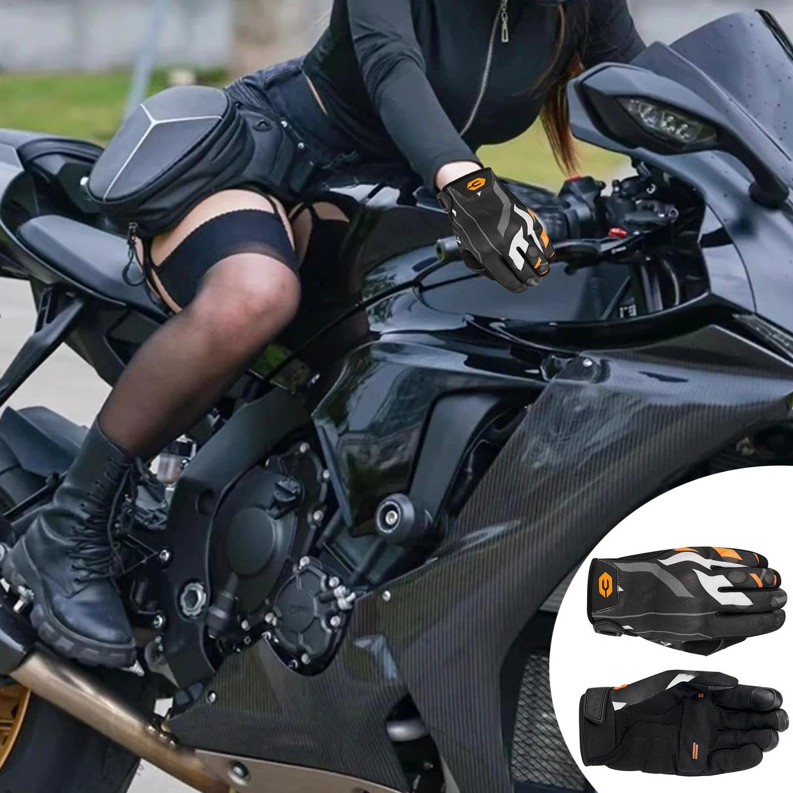 Guanti da moto traspiranti,Guanti da motociclismo,Guanti da equitazione estivi e da ciclismo All Terreno | Attrezzature per bici da sporco con schermo tattile con impugnatura antiscivolo