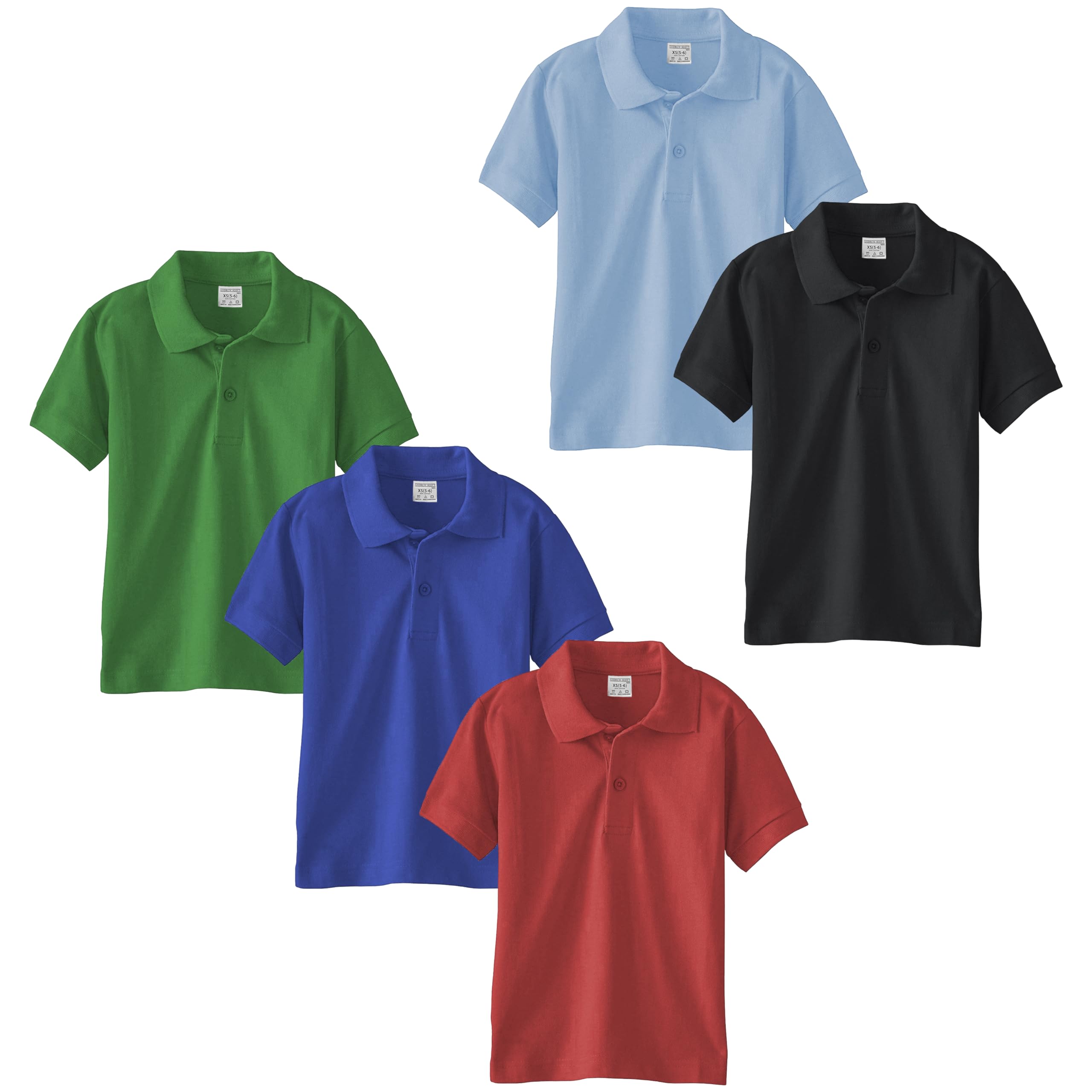 Boys Multi Pack Short Sleeve Pique Polo Shirts | School Camp Uniform Cotton Shirts | 3 Pack & 5 Pack
