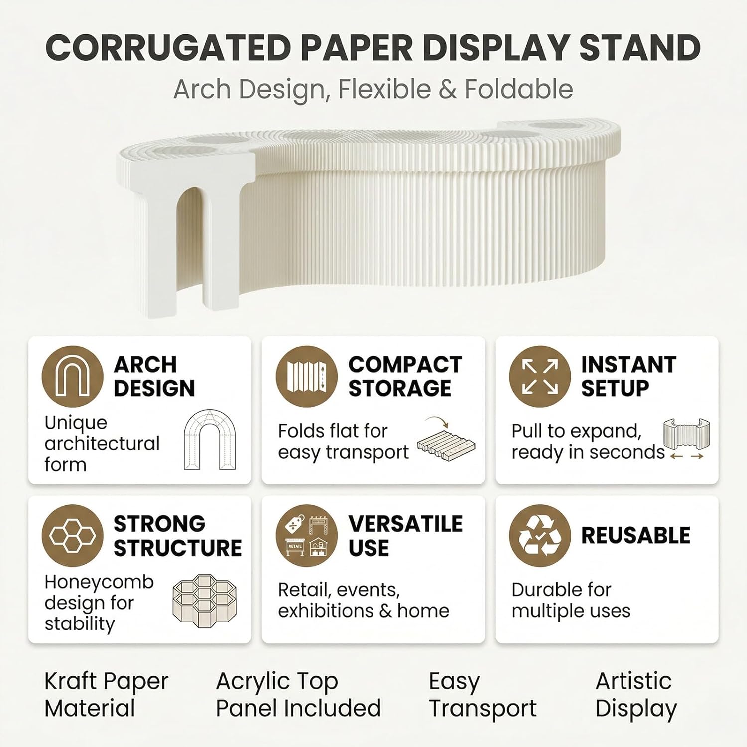 Paper Room Divider Flexible Compact and Portable with A Hexagonal Honeycomb Structure that Distributes Weight Evenly for Stability and Prevents Wobbling(White,30-50x63x75CM)