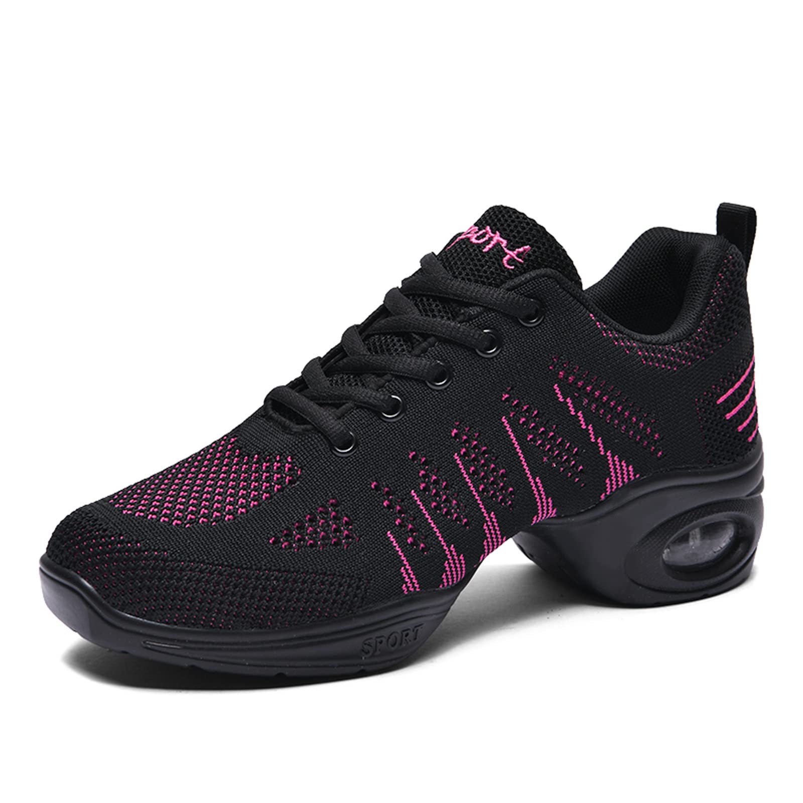 Scarpe da ginnastica da ballo da donna Scarpe jazz stringate traspiranti Mesh Sport Walking Scarpe da ballo Scarpe da pratica Cuscino d'aria all'aperto Scarpe da piattaforma