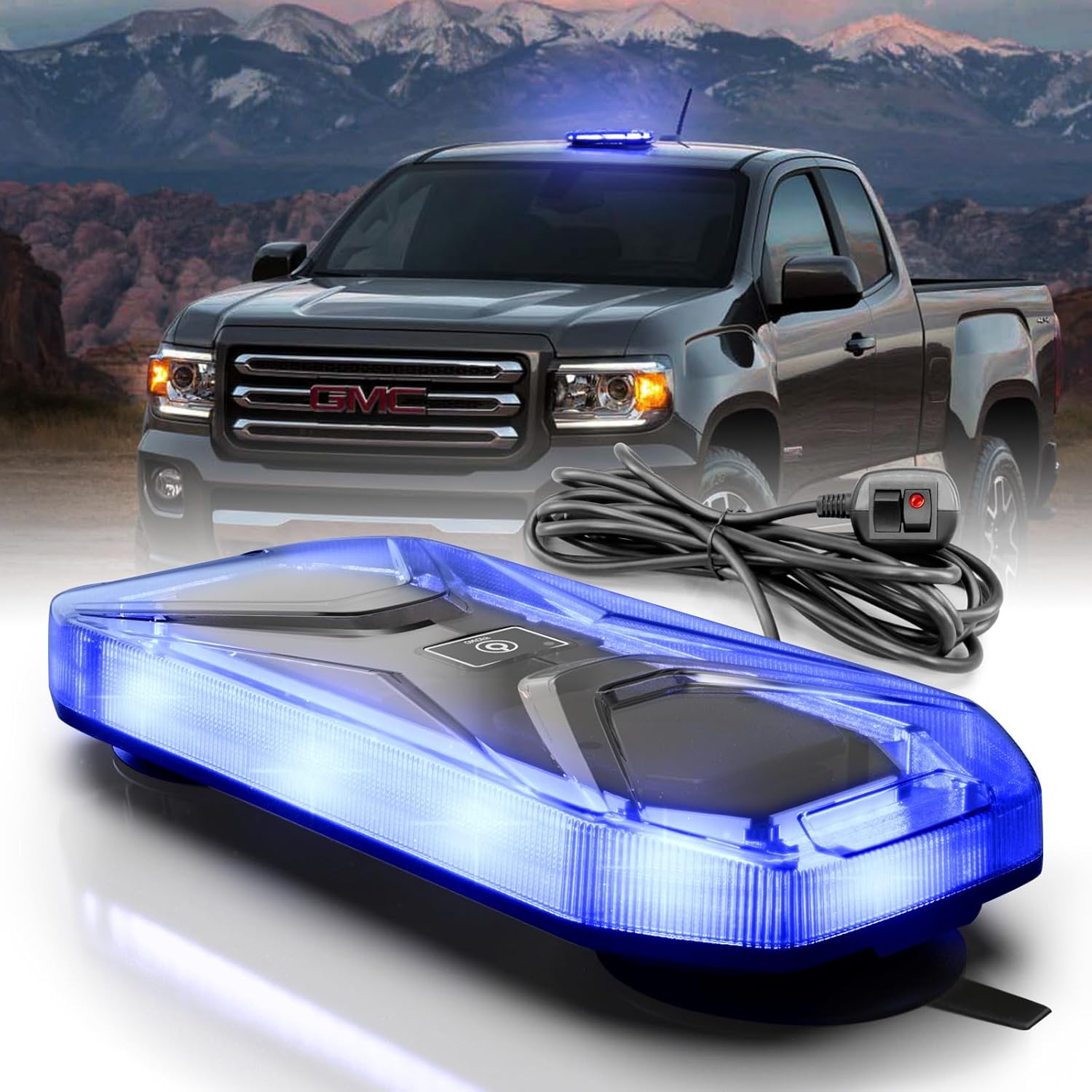 Agrieyes Smoked Lens Magnetic Strobe Lights Bar, 128 LED Emergency Light for Vehicles, 12" Amber White Dual Colors Flashing Warning Security Beacon for Roof Top Trucks, Snow Plow, Trailer
