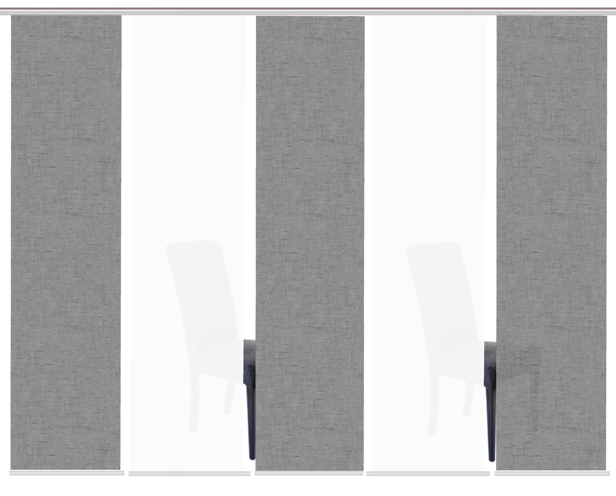 5er-Set Schiebevorhänge Marlies Blickdicht, Höhe 245 cm, grau