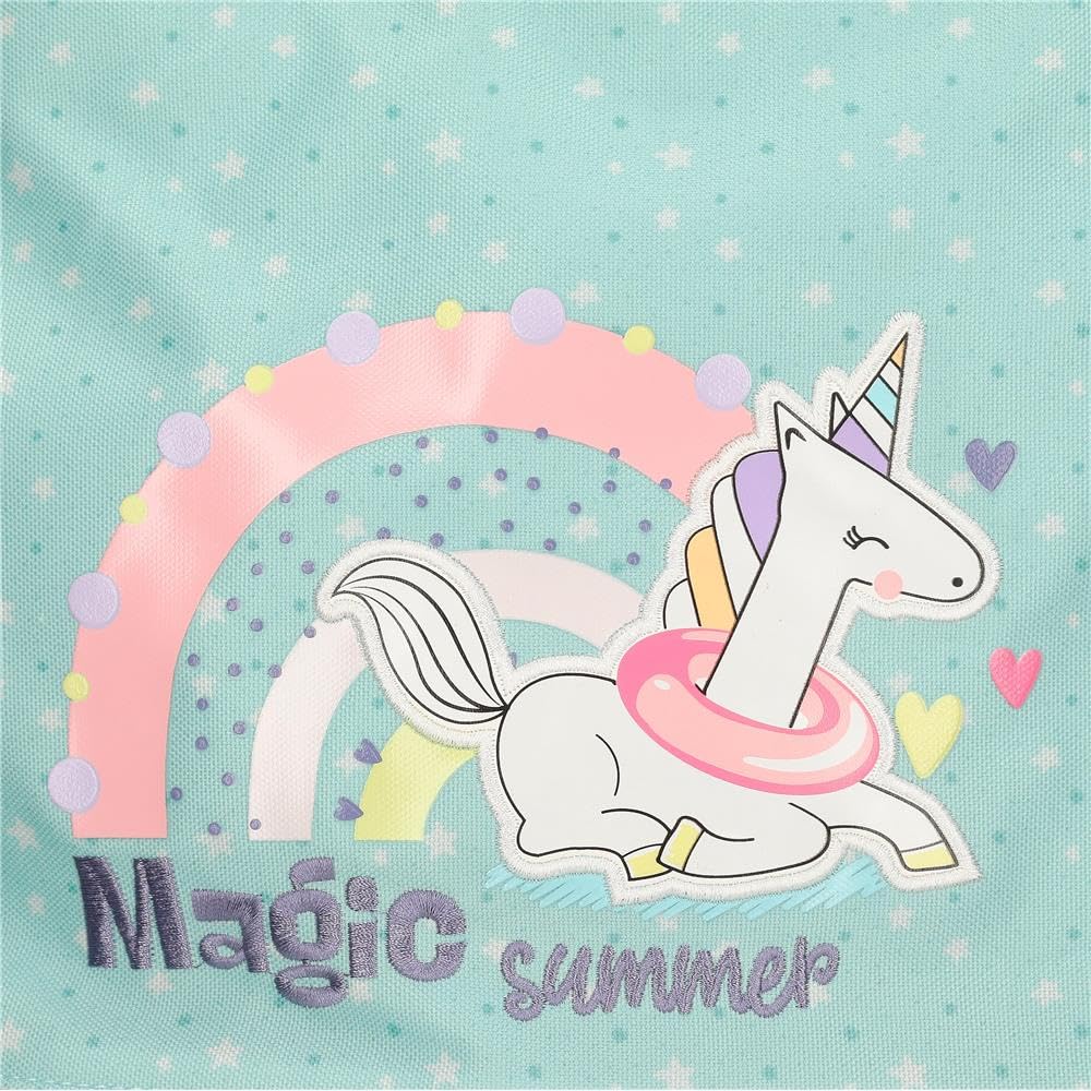 Enso Magic Summer Zaino per bambini, zaino per la scuola, realizzato in poliestere, ruote doppie a rotazione multidirezionale, molteplici modi di usarlo, rosa e blu, multicolore, 32x44x17 cms, Zaino