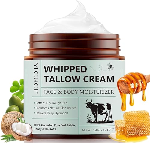 flasture Beef Tallow for Skin, Tallow and Honey Balm (4.2 oz) - Tallow Face Mois