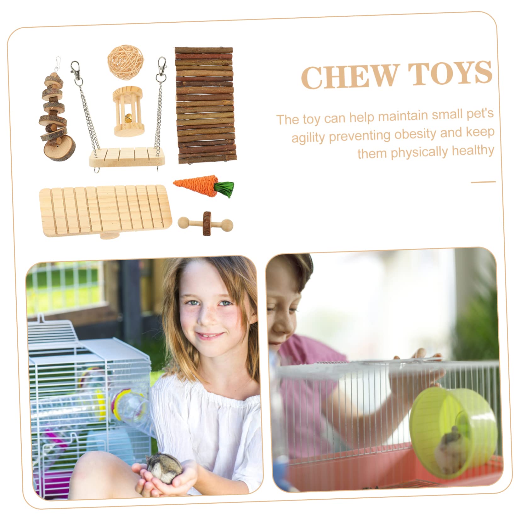 Jouets à Mâcher pour Petits Animaux pour Hamsters Gerbilles Jouets de Dentition Sécurisés pour Rongeurs