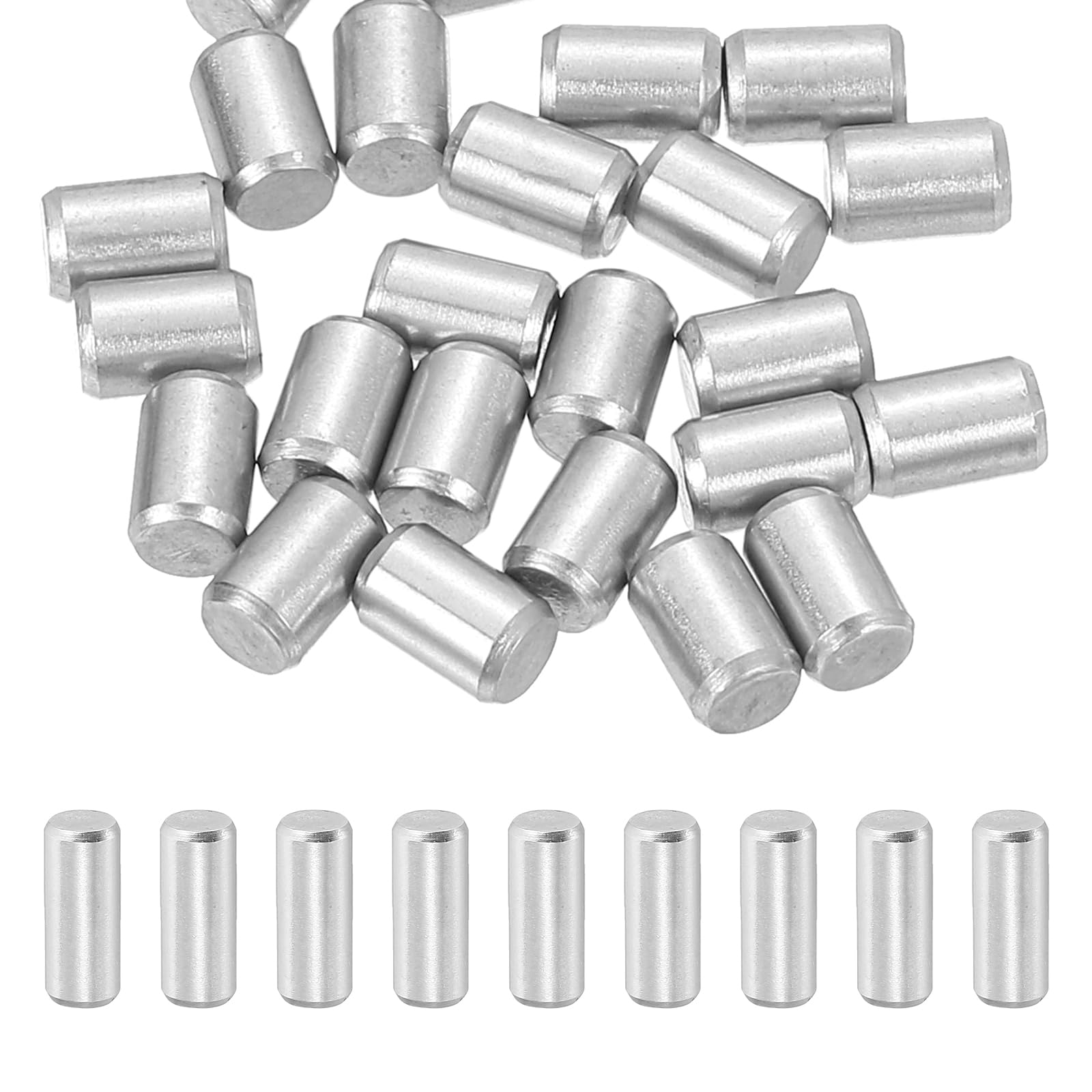 sourcing map 30 Pcs 4 x 6 mm 316 Stainless Steel Dowel Pins, Cylindrical Shelf Support Peg Pin Rod Fasten Elements for Machine Building, Furniture Installation, DIY Project, Silver Tone