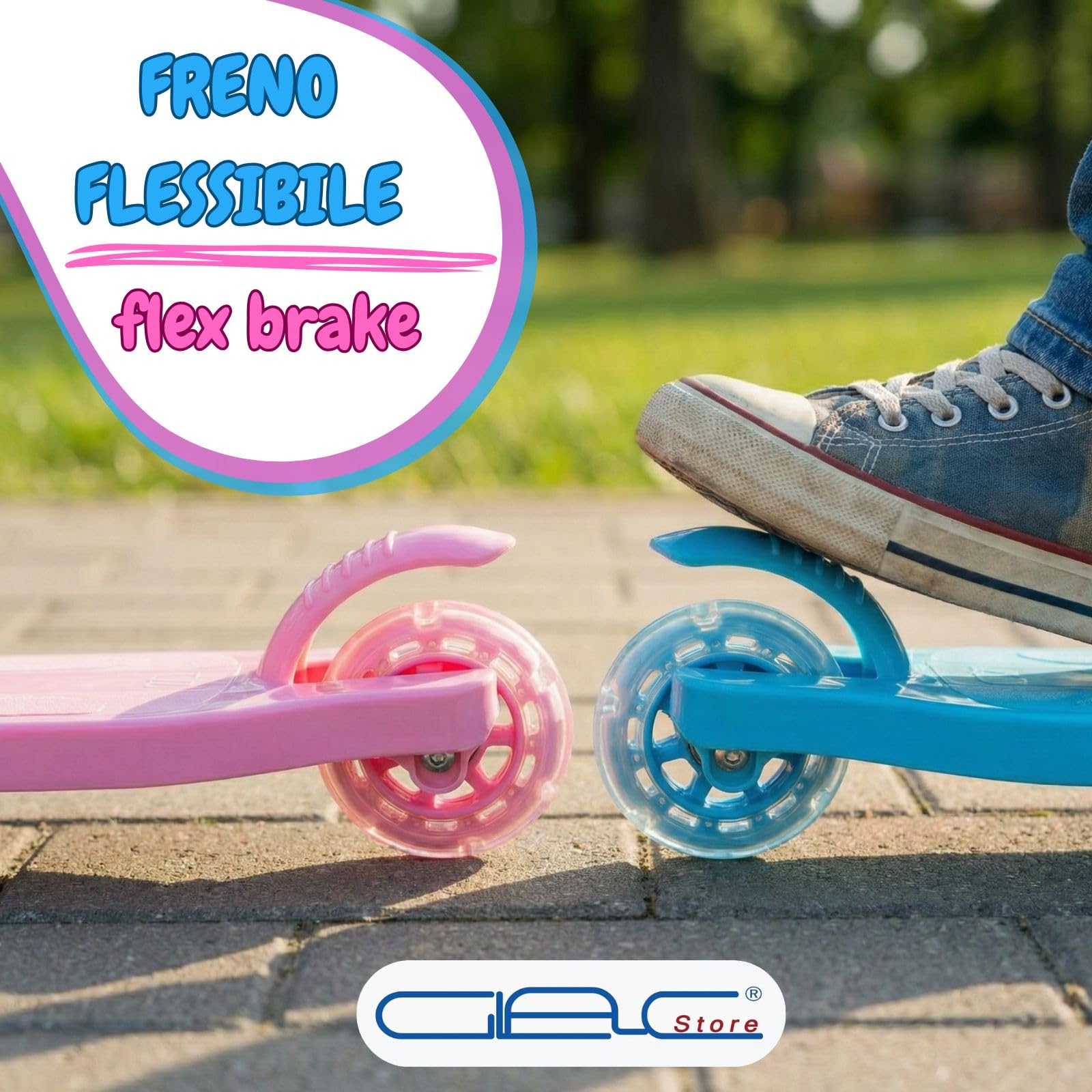 Monopattino per Bambini 3+, 3 Ruote con Luci LED, Manubrio Regolabile 52-72 cm, Design Coccinella, Rosa o Azzurro