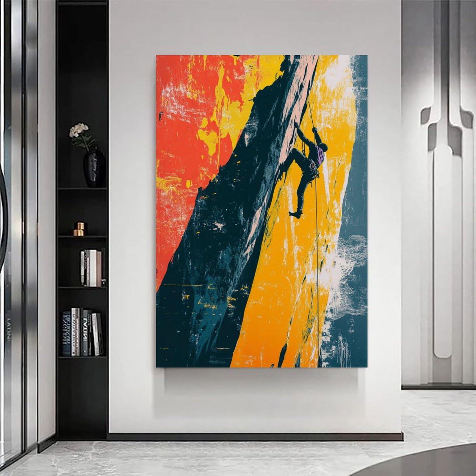 XHBKJA Minimalistischer Kunstdruck auf Leinwand, Pop-Art, Klettersport-Poster mit kräftigen Farben, moderne Familie für Wohnzimmer, Dekoration, Rahmen-Stil, 40 x 60 cm