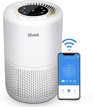 Smart WiFi Air Purifier for Home, Alexa Enabled H13 True HEPA Filter for Allergies, Pets, Smokers, Smoke, Dust, Pollen, 24dB Quiet Air Cleaner for Bedroom with Display Off