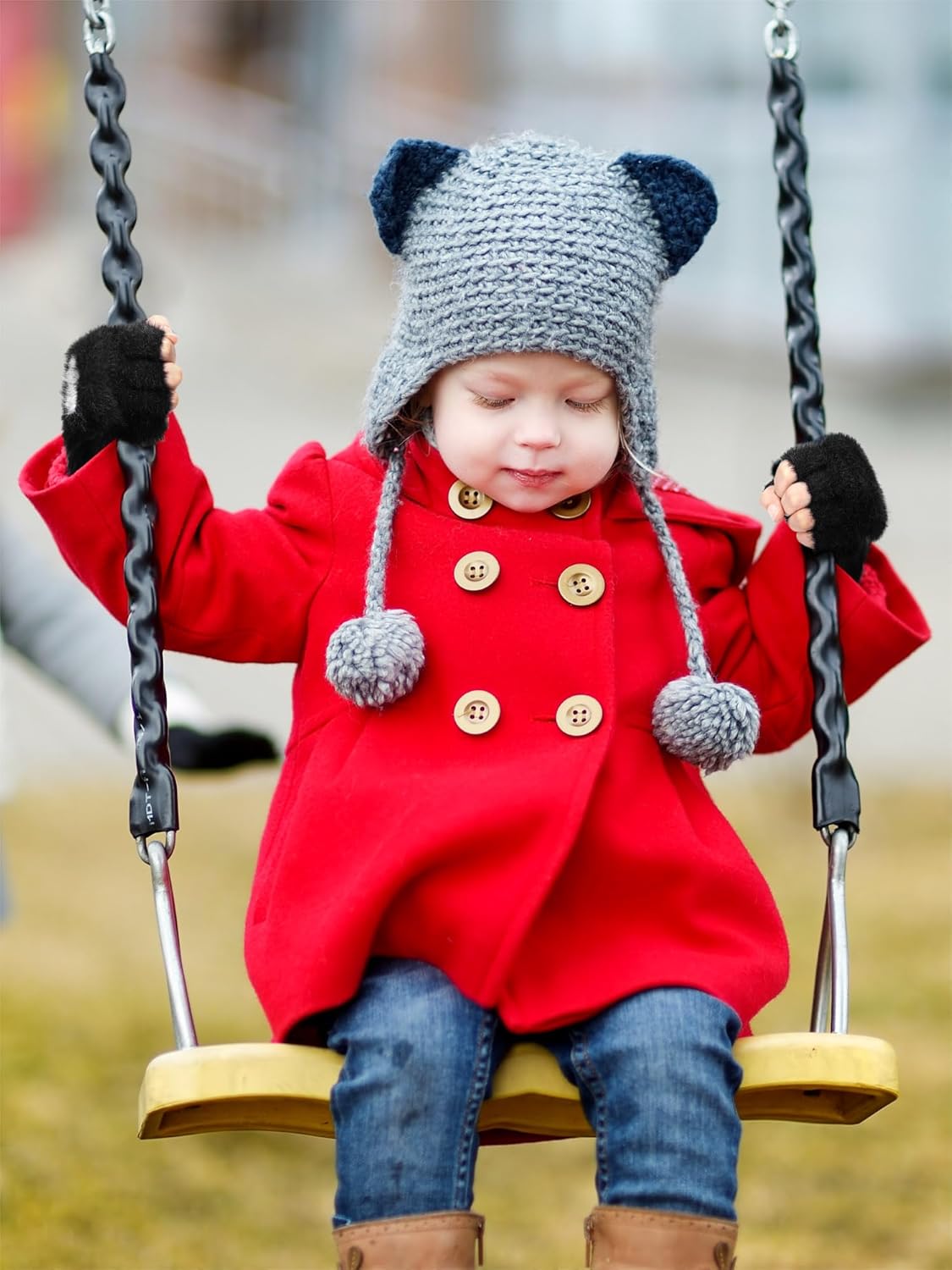 Geyoga 3 Pair Kids Fingerless Gloves for Girls Winter Warm Convertible Flip Top Gloves Heart Half Finger Mitten for Toddler - Image 3