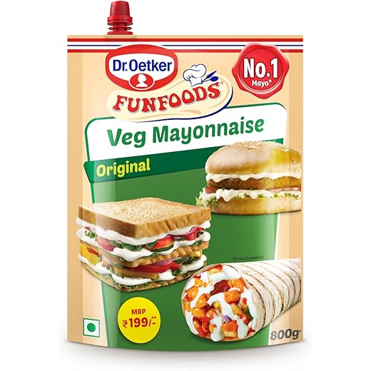 Dr. Oetker FunFoods ?veg Mayonnaise Original, 100% Veg, Trans Fat Free 900g/800 gram