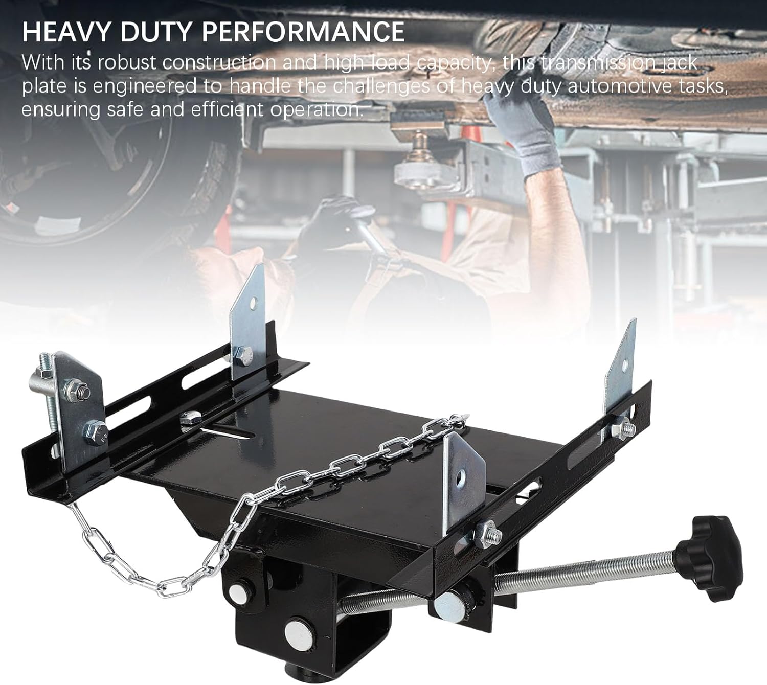 Qqmora Heavy Duty Transmission Jack Adapter High Strength Steel 6600lbs Load Capacity for Passenger Car Light Truck Transmission Removal Installation Auto Repair Workshop Mechanic