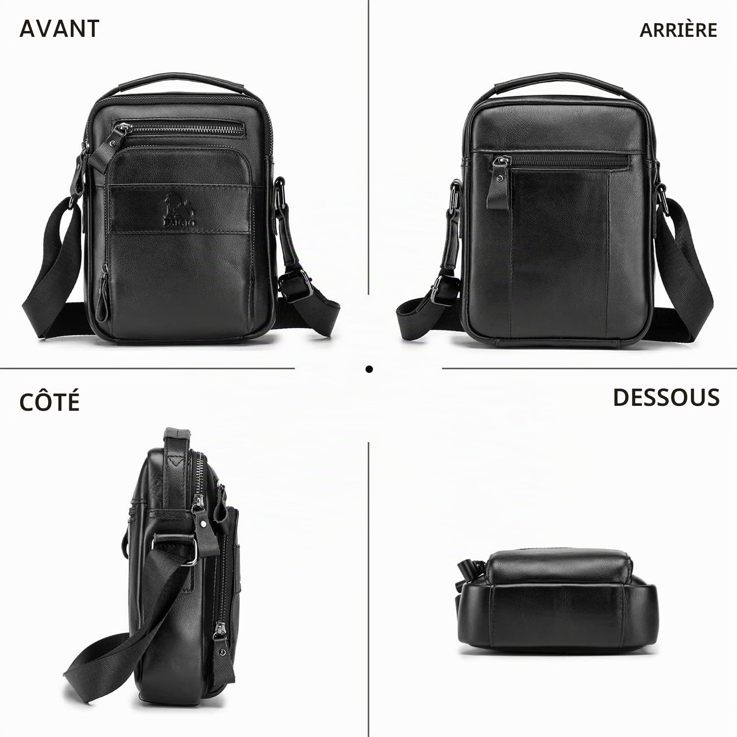 BAIGIO Sac à Bandoulière pour Hommes Petits Sacs en Cuir Vintage Sacs avec Poignée Sac à Main Pochette Besace pour Décontracté Affaires