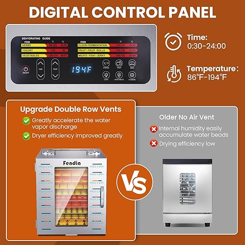 Miniatura 6 de Deshidratador de alimentos para cecina, control remoto, 10 bandejas grandes de acero inoxidable, deshidratador de frutas de 1000W, temporizador de