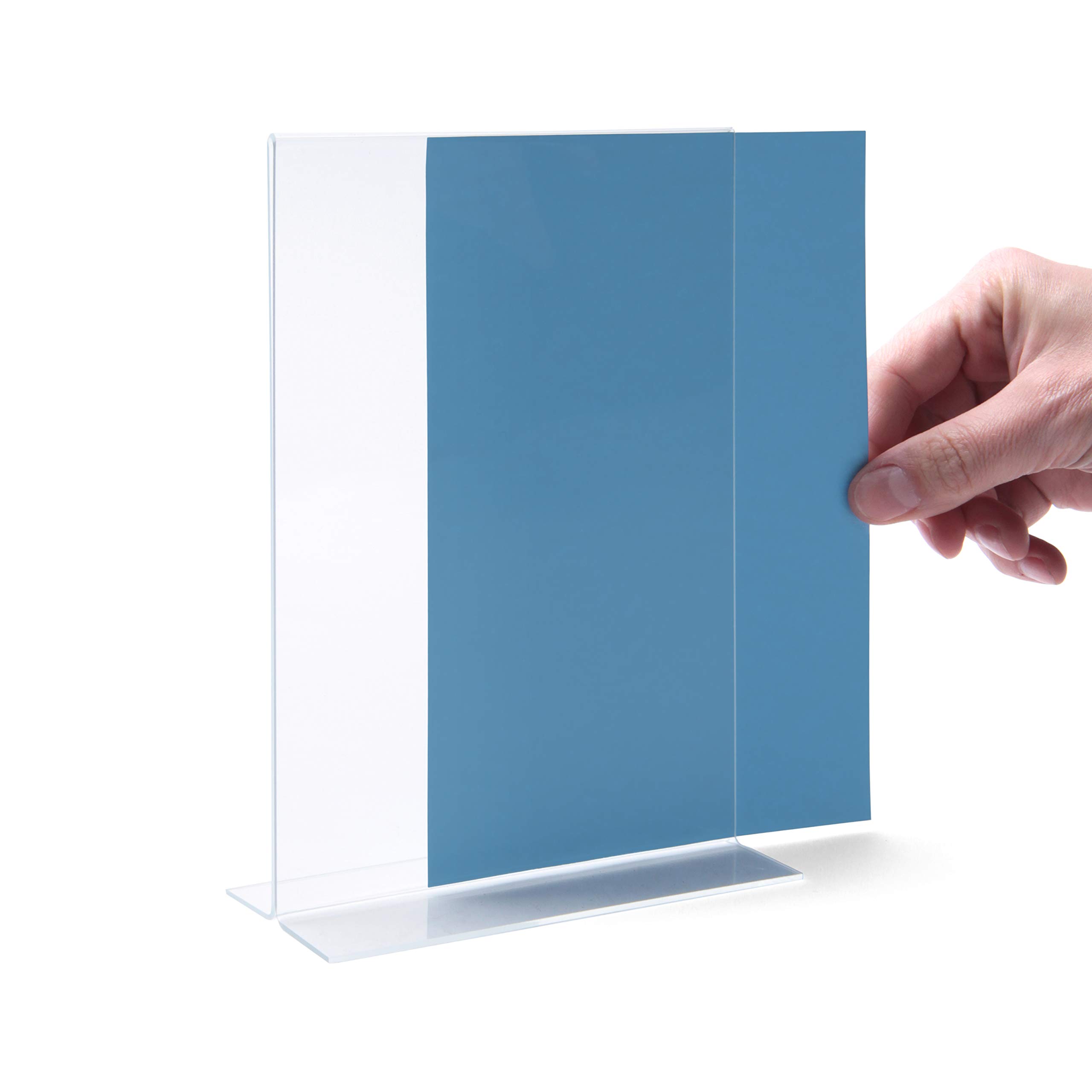 Danieli | Soporte para Menús Acrílico A5 Pack 10 Unidades | Expositor Metacrilato Transparente con Forma de T | Marco Acrílico Transparente Porta Menus Restaurante y Soporte Sobremesa Para Avisos