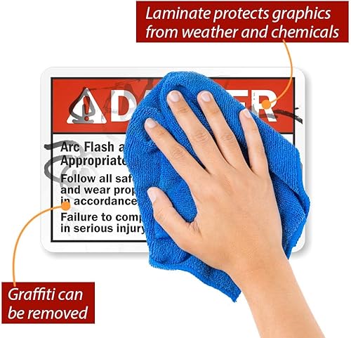 Miniatura 2 de SmartSign - U1-1082-ND_10x7 Etiqueta Adhesiva de Vinilo, Leyenda "Peligro Arco Flash y Peligro de Choque PPE" con Gráfico, 7" alto x 10" ancho,