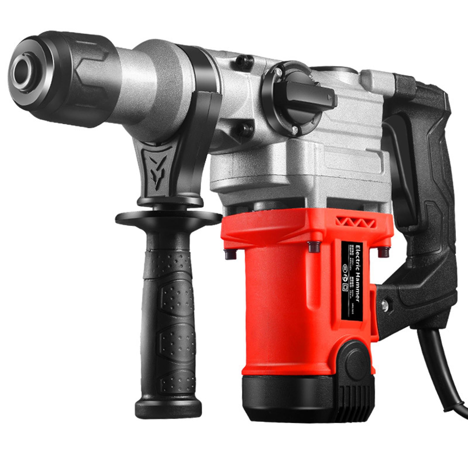 Taladro Percutor Eléctrico De 1800W, Taladro De Impacto Eléctrico De Velocidad Variable De 4500Rpm, Taladro con Cable con Mango Giratorio De 360°, para Perforar Ladrillo, Madera, Acero, Hormigón