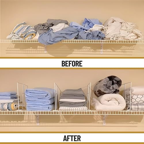 Miniatura 8 de Evelots Separadores de estantes de alambre, paquete de 20 unidades, almacenamiento y organización de armario para oficina, despensa, garaje,