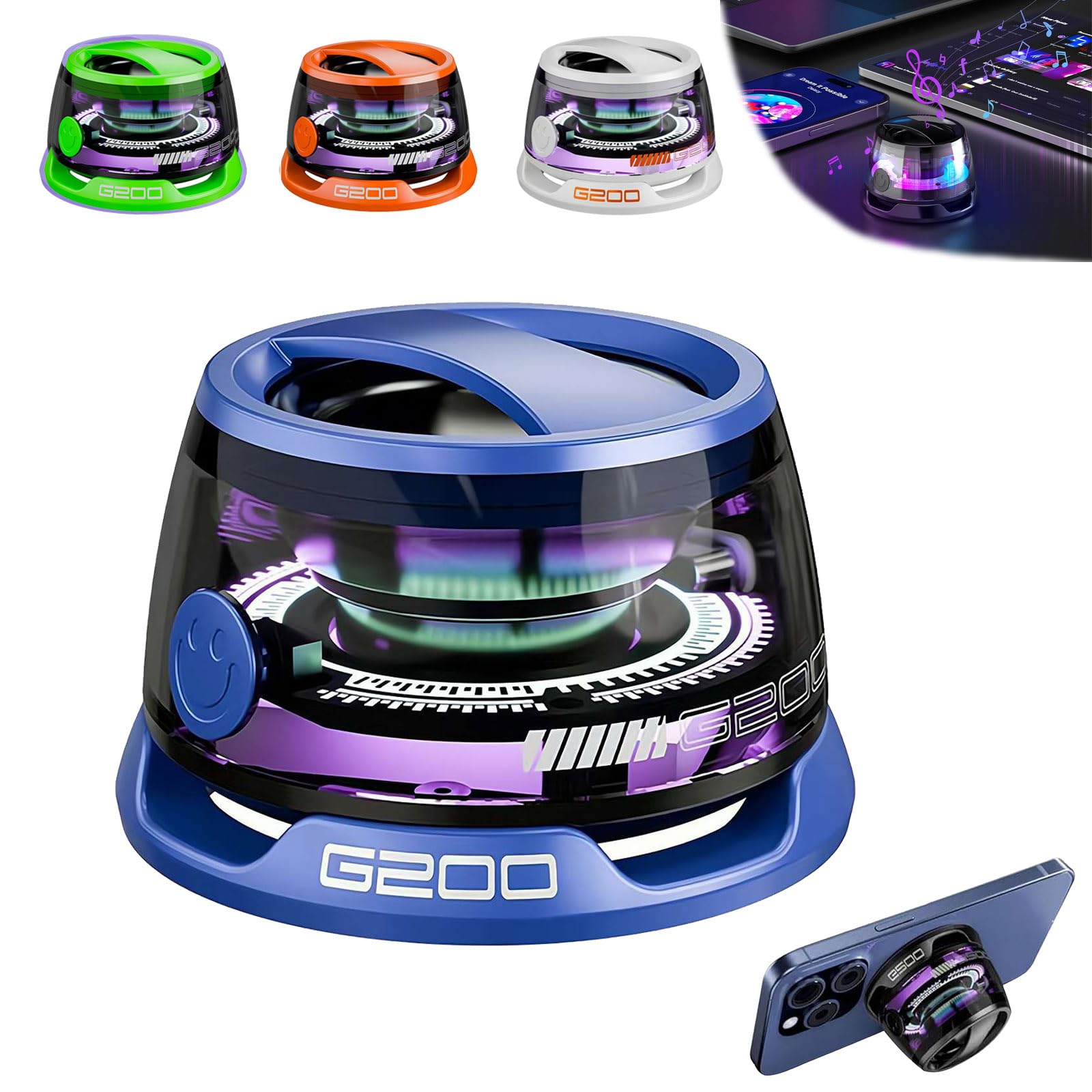 Magnetic Bluetooth Speaker G200 Small Wireless Conduction Speaker Multifunctional Magnetic Bluetooth Speaker with RGB Light Portable Mini Bluetooth