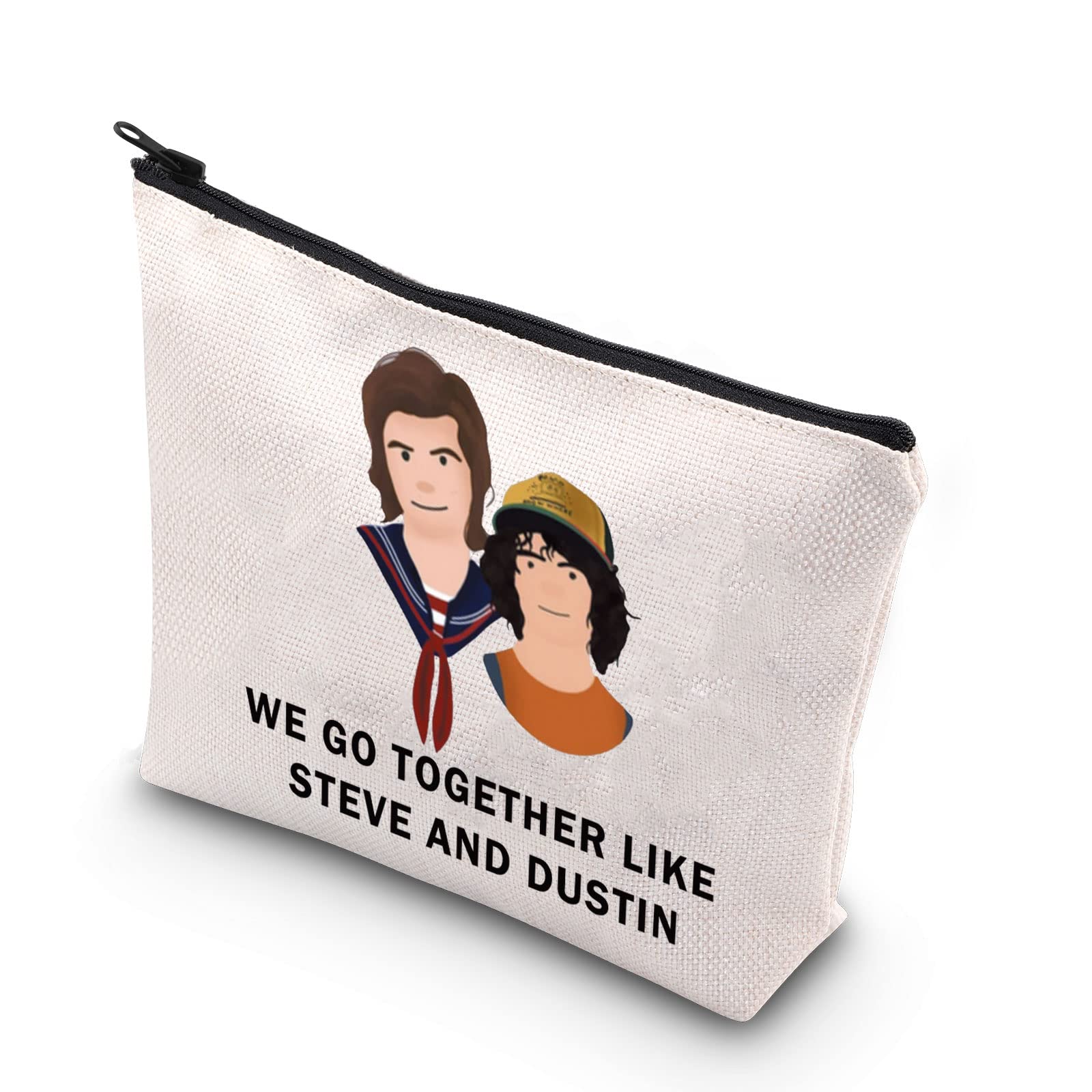 TSOTMO ST 4 Tv Characters Inspired Gift We Go Together Like Steve And Dustin Zipper Pouch Makeup Bag, Beige, Steve and Dustin