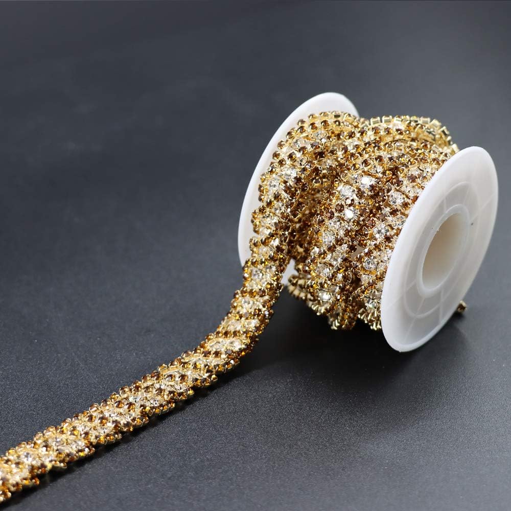 Jerler 1 Yard Crystal Rhinestone Trim Close Chain Applique for Sewing Crafts Ideal Wedding Party Chothing DIY Decoration