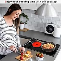 Vista 7 de Karinear Placa eléctrica de 2 quemadores de 110 V, control de perilla radiante de estufa de 12 pulgadas, enchufe de salida de 110 V, uso en encimera