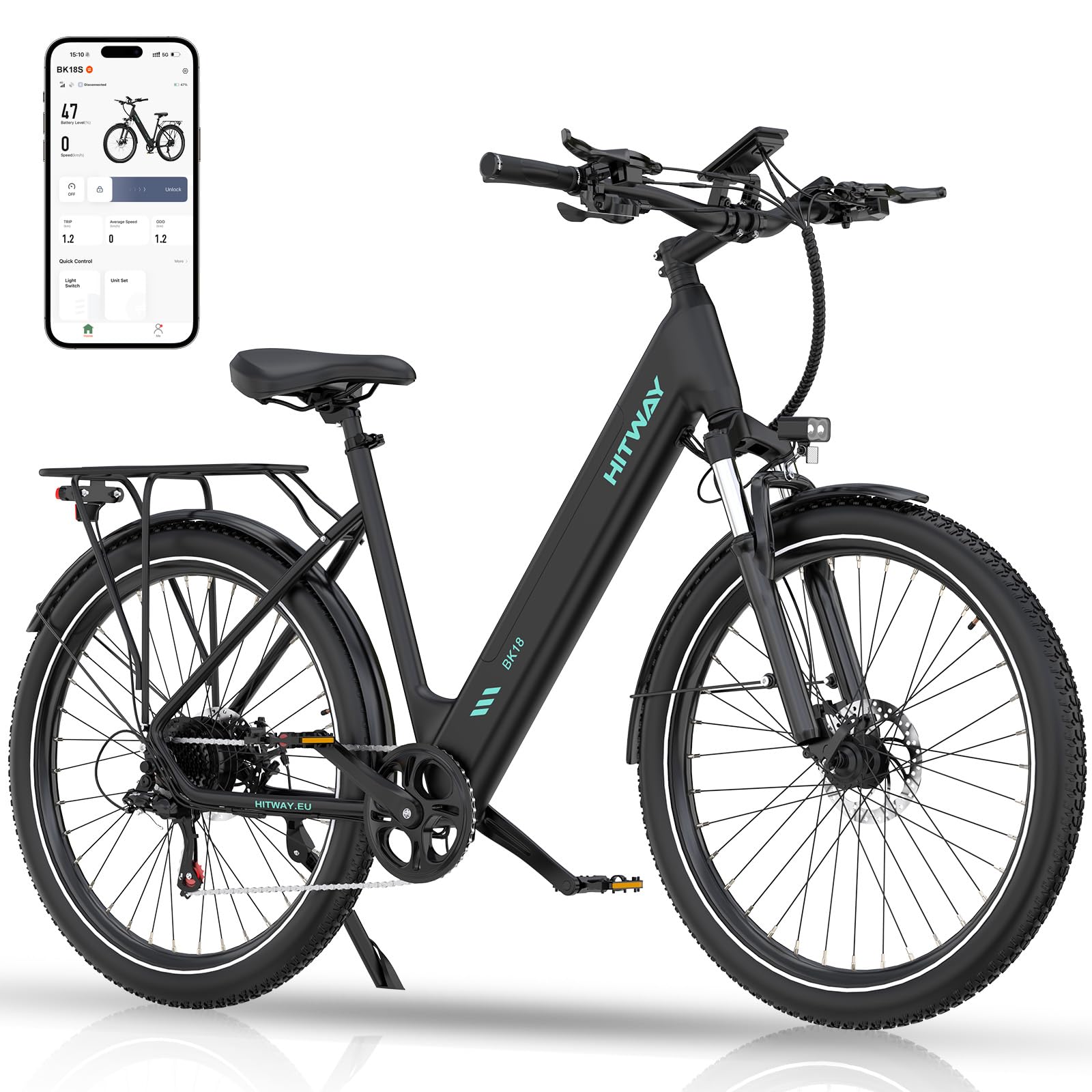 HITWAY E Bike, Elektrofahrrad 27,5 Zoll für Erwachsene Unisex, Pedelec E-Fahrrad mit 250W Motor, Abnehmbarem 36V 13Ah Lithium Akku, 7-Gang Pendler Ebike Reichweite 60-100km