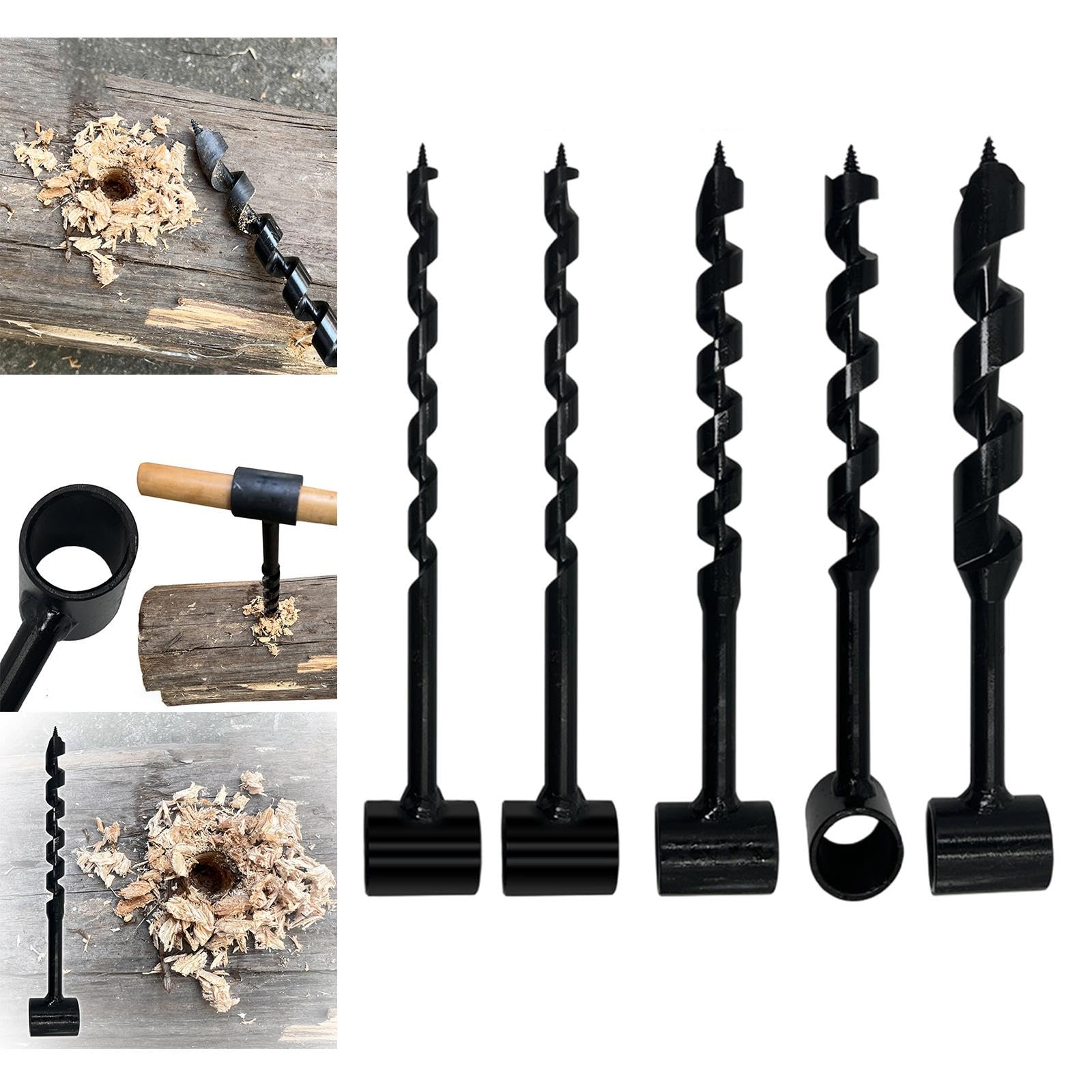 Sharplace Llave de Serpiente Manual, Broca para Madera, Broca para Madera, Acero Al Carbono Multiusos, Herramienta Manual de Alta Resistencia para Perforar Aguj, 5 Piezas