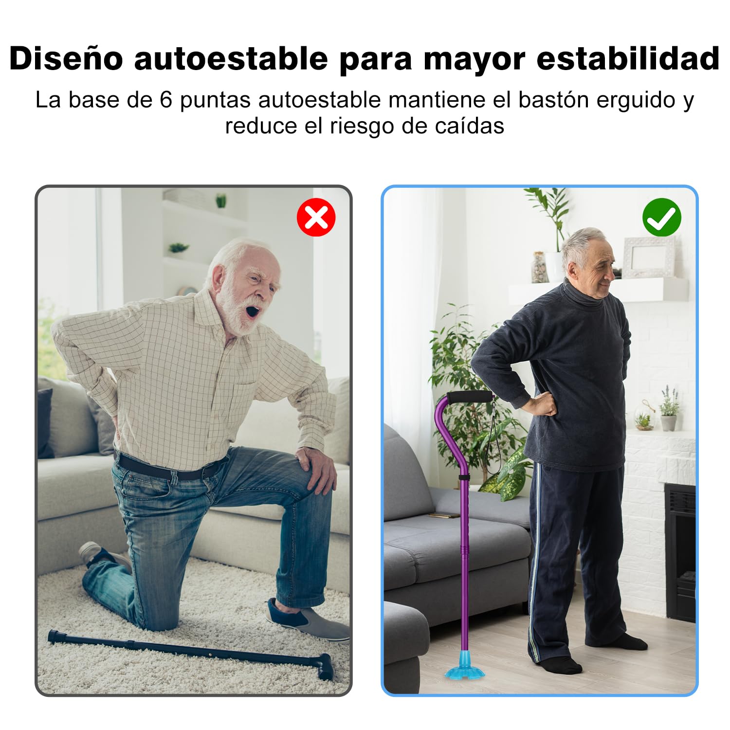supregear Brillante Contera Grande de Goma para muletas y Bastones, 19 mm Punta de Goma Resistente con 6 Pies para Mejorar la Estabilidad, Mejora la Visibilidad en Entornos Oscuros, Azul