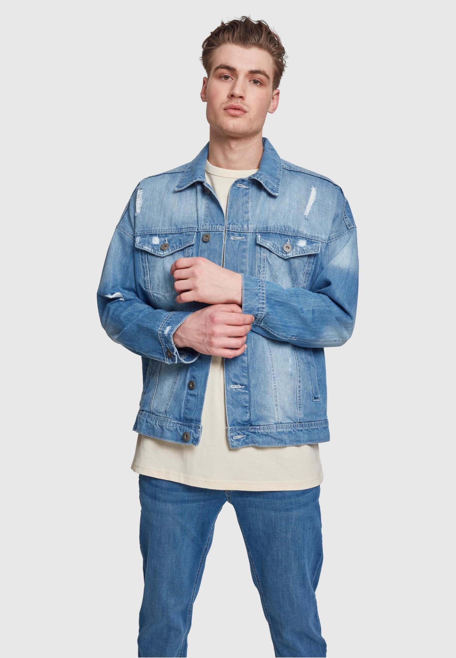 Urban Classics Herren Ripped Denim Jacket