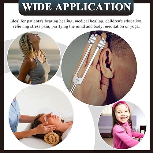 Miniatura 4 de Juego de diapasones - 128 Hz, 256 Hz, 512 Hz, diapasones perfectos para curación, chakra, terapia de sonido, mantener el cuerpo, la mente y el