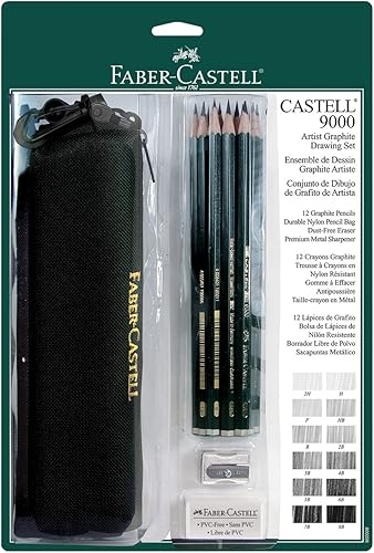 Faber-Castell 9000 Artist Graphite Drawing Set con bolsa Set de 12