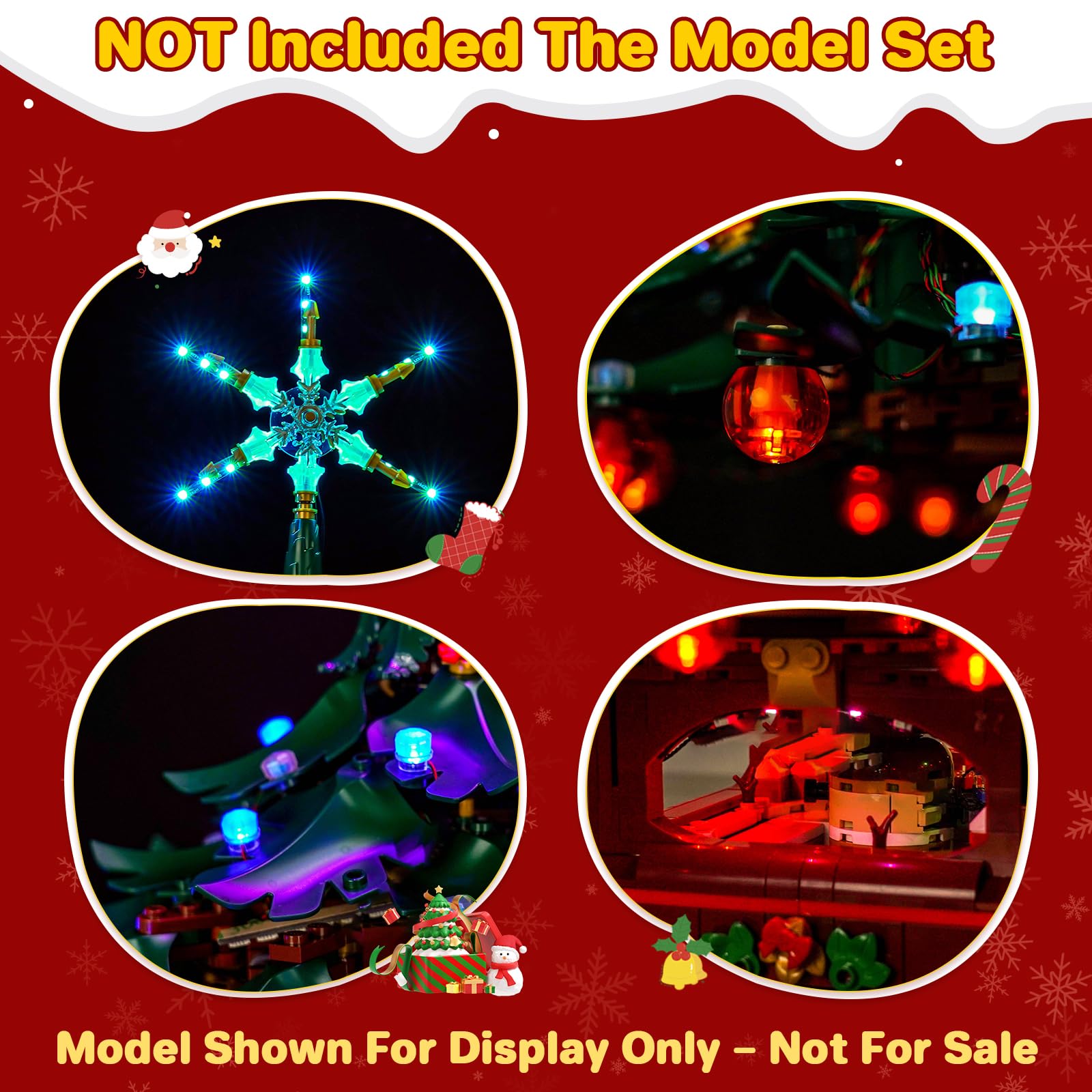 LocoLee Colorful Led Light Set Compatible with Lego 41843 Family Christmas Tree Decoration Led Decoration Lighting Kit Compatible with Lego 41843 Building Blocks Model,Only Lights Set,No Model - Image 4