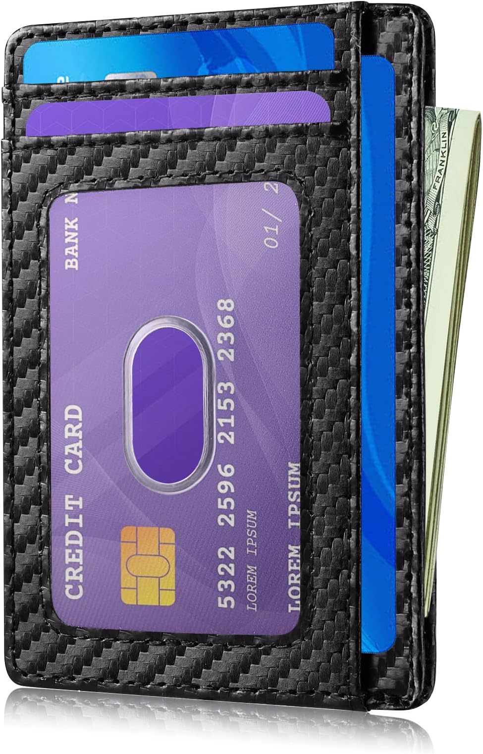 Slim RFID Blocking Wallet for Men, Front Pocket Minimalist Leather Credit Card Holder Wallet for Women, Holds up to 7 Cards and Bank Notes, Ideal for Travel