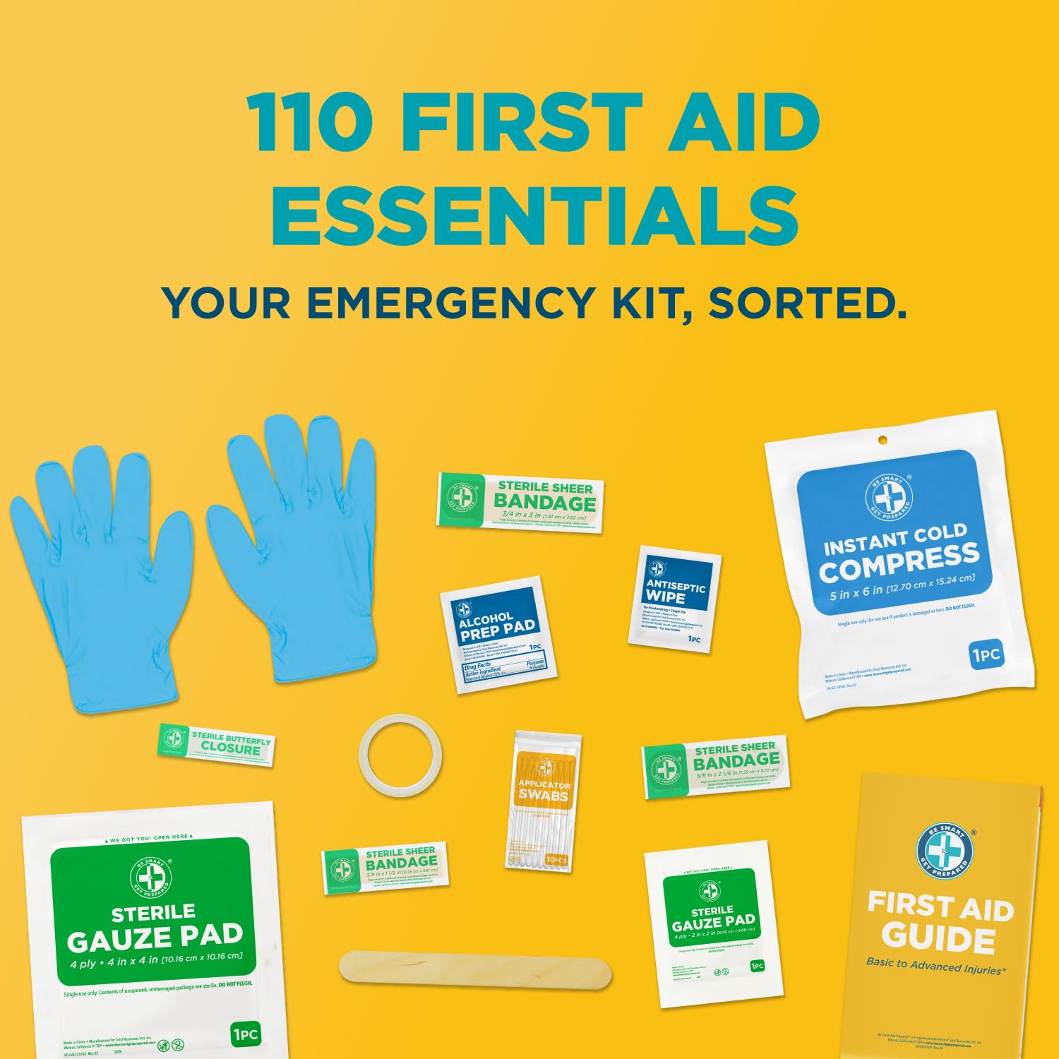 Be Smart Get Prepared 110 Pc First Aid Kit - Home, Car, Office, Travel, FSA — Amazon image 8