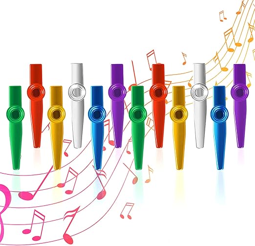 12 Pcs Metal Kazoo, 6 ColorsMusical Instruments Kazoos Multipack Flute