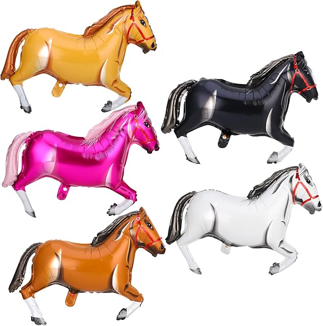 Dacitiery Dinosaur Horse Jungle Animal Balloons, 3d Cute Foil Balloons Jumbo Foil Balloons for Birthday Party Supplies Baby Shower Boys Girls (Horse)