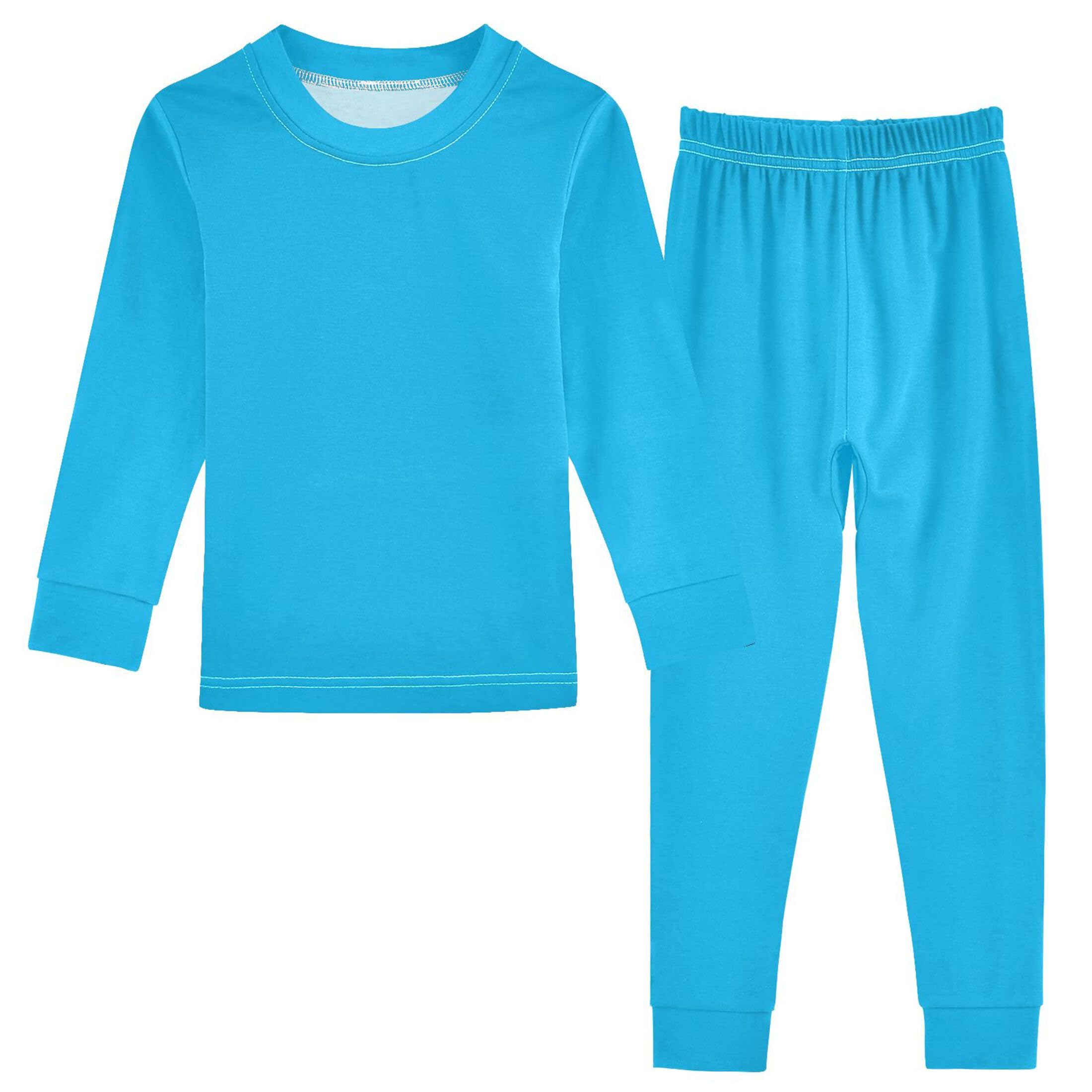 Deep Sky Blue Long Sleeve Pajamas Set Sleepwear Jammies 2pcs Set Pjs Deep Sky Blue