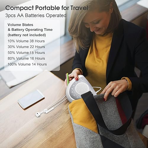 Miniatura 13 de Máquina de ruido blanco, máquina de sonido inalámbrica para dormir con 24 sonidos relajantes, temporizador y función de memoria, conector para Negro