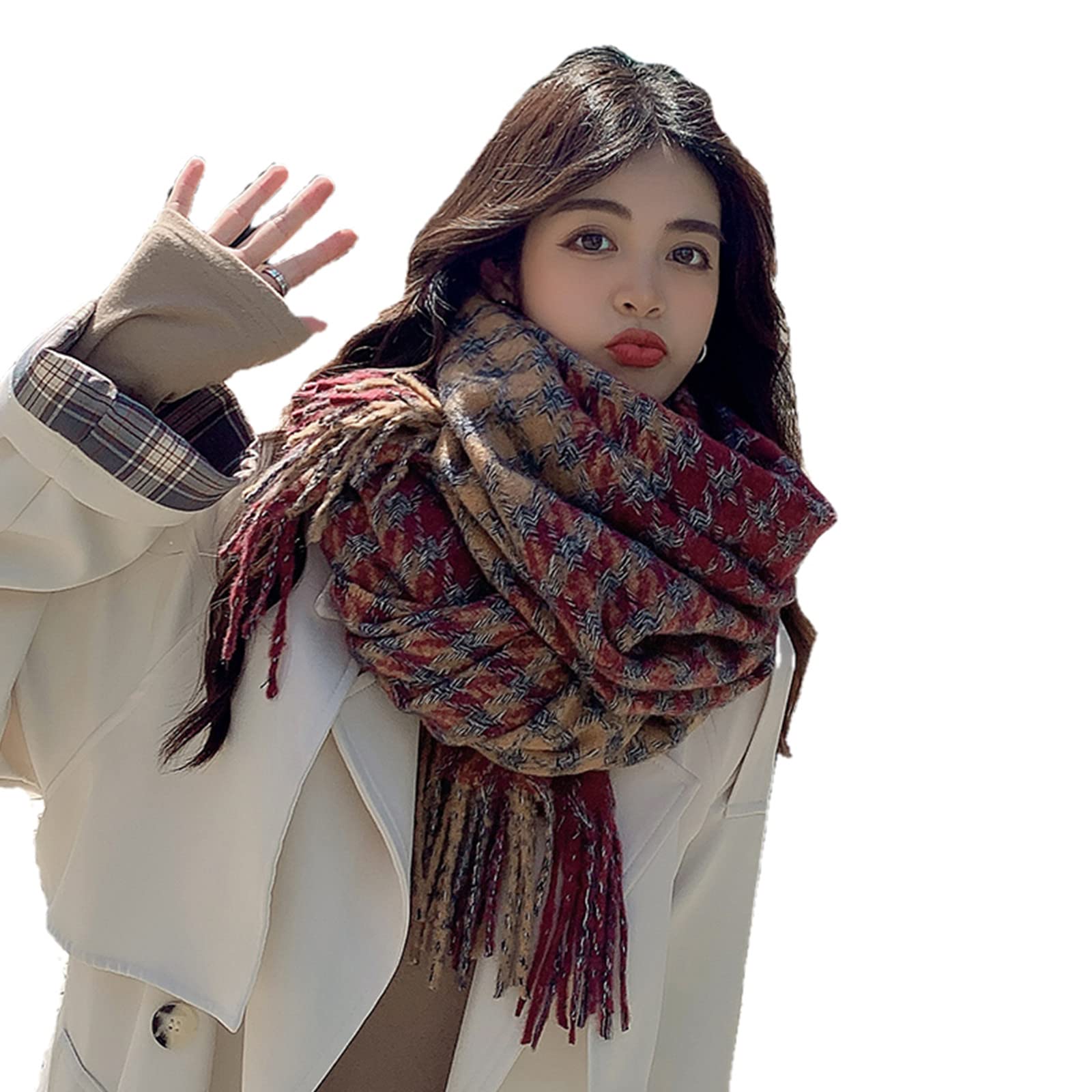Schal Schal Weiblich Herbst Und Winter All-Match Lange Dicke Warme Schal Plaid Student Hahnentritt