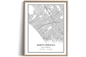 Santa Monica Poster: A Minimalist Black and White Wall Art Tribute