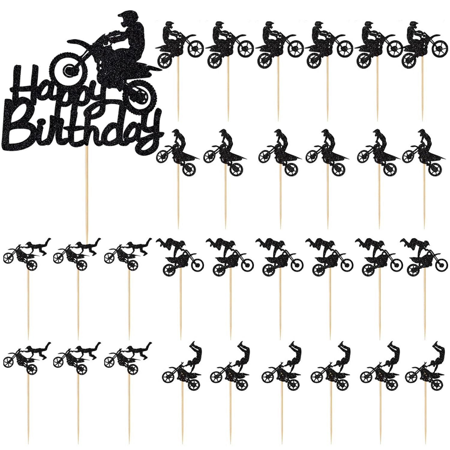 Wufgwbd Black 31 Pieces Of Motorcycle Theme Cake Inserts, Cake Decorations, Creative Personalized Cake Inserts, Cake Accessories