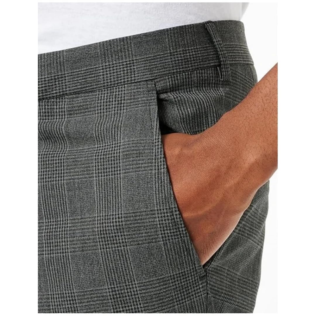 Pantalones de vestir para hombre, ajustados/clásicos, tela elástica, para oficina, boda, ropa formal (ajuste de talla libre)