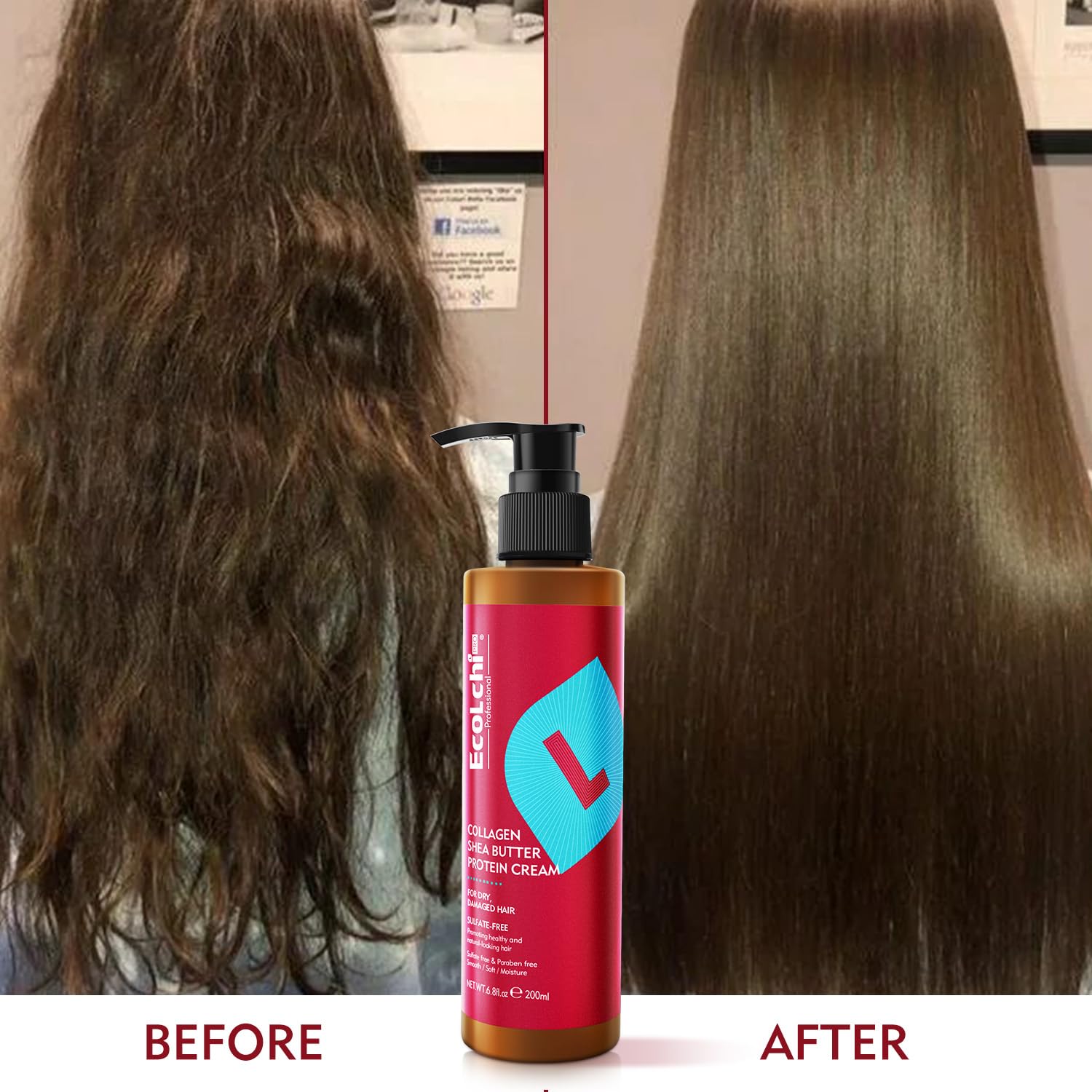 Collagen Shea Butter Hair Mask and Leave In Conditioner Set Hair Treatment Natural Ingredient Deep Repair Conditioning for Dry Damaged Hair All Hair Types 550+200ml 18.6floz + 6.8floz