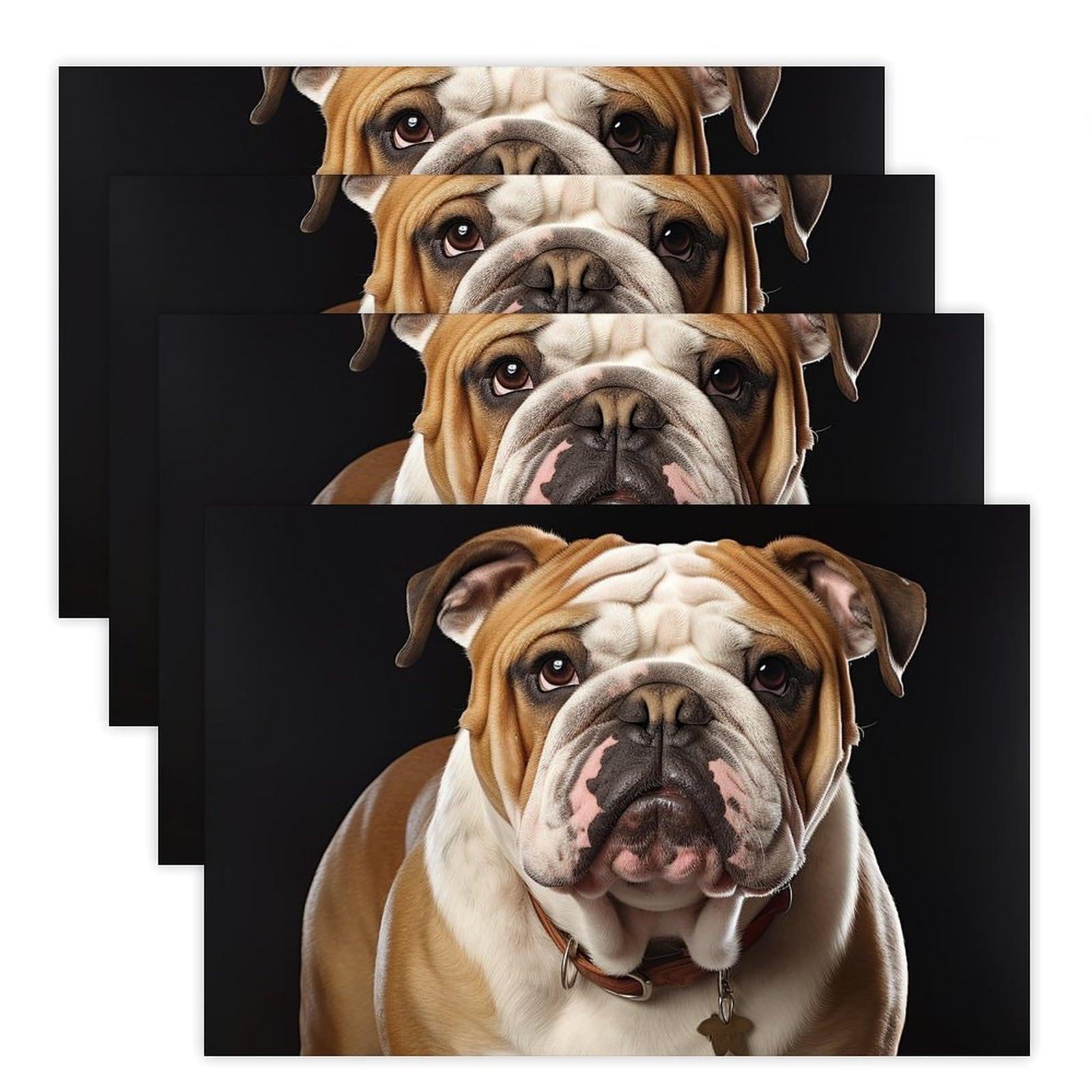 English Bulldog Place Mat for Restaurant, Portable Table Mat for Kitchen, Anti-Slip Placemats for Home, Fashionable Place Mats for Wedding, Party, Hotels, Apartments 30x45cm*4