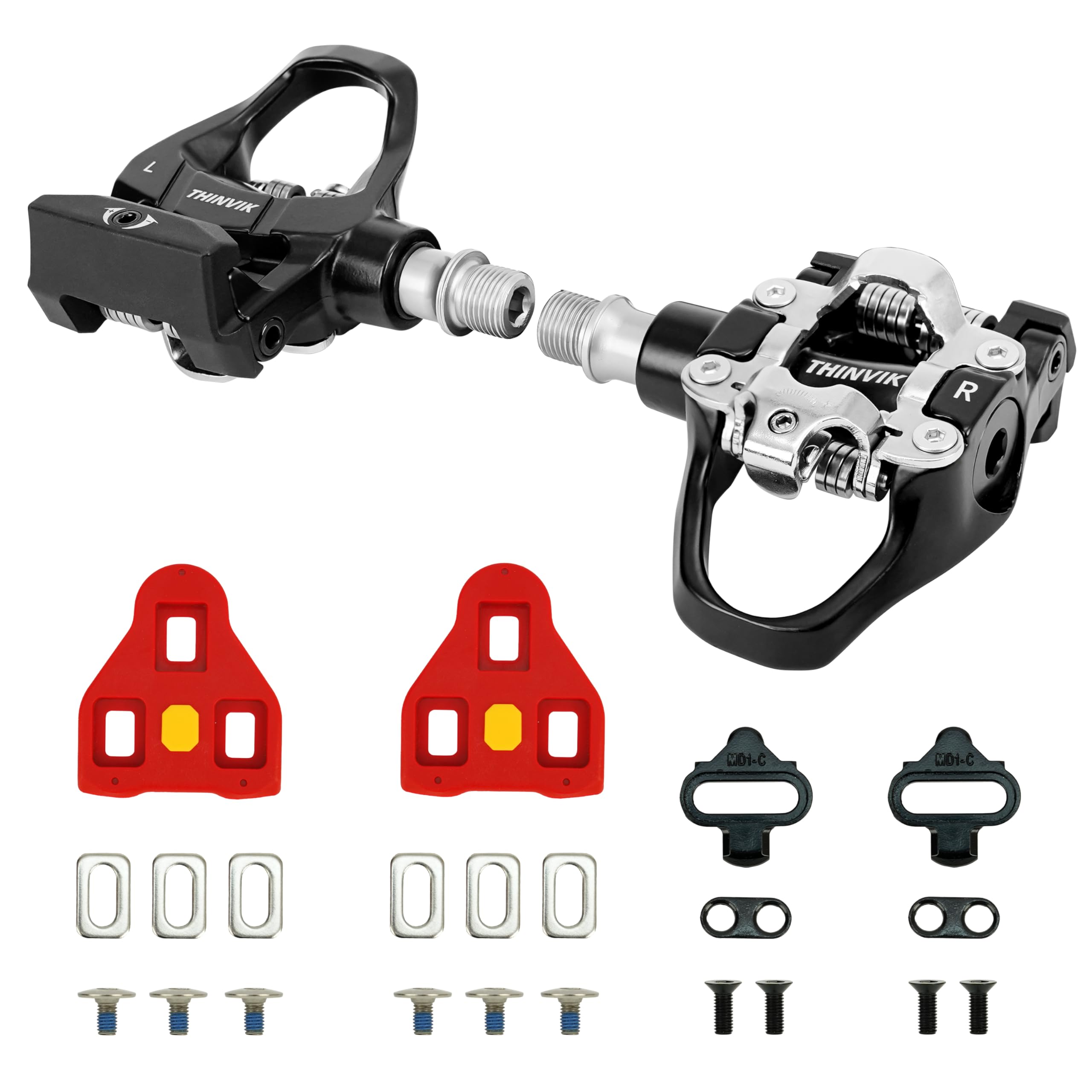 Thinvik Indoor Fitness Exercise Bike Pedals & Cleats for Peloton, Look Delta & Shimano SPD for Mountain Bike/Spin Bike — image 1