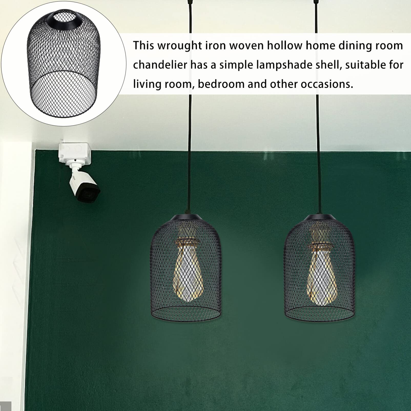 Mobestech Wydrążona osłona cienia 20 x 15 cm abażur żelazna sztuka metalowy klosz lampy ze wzorem drzewa do lampy stołowej - klatka dla ptaków czarna