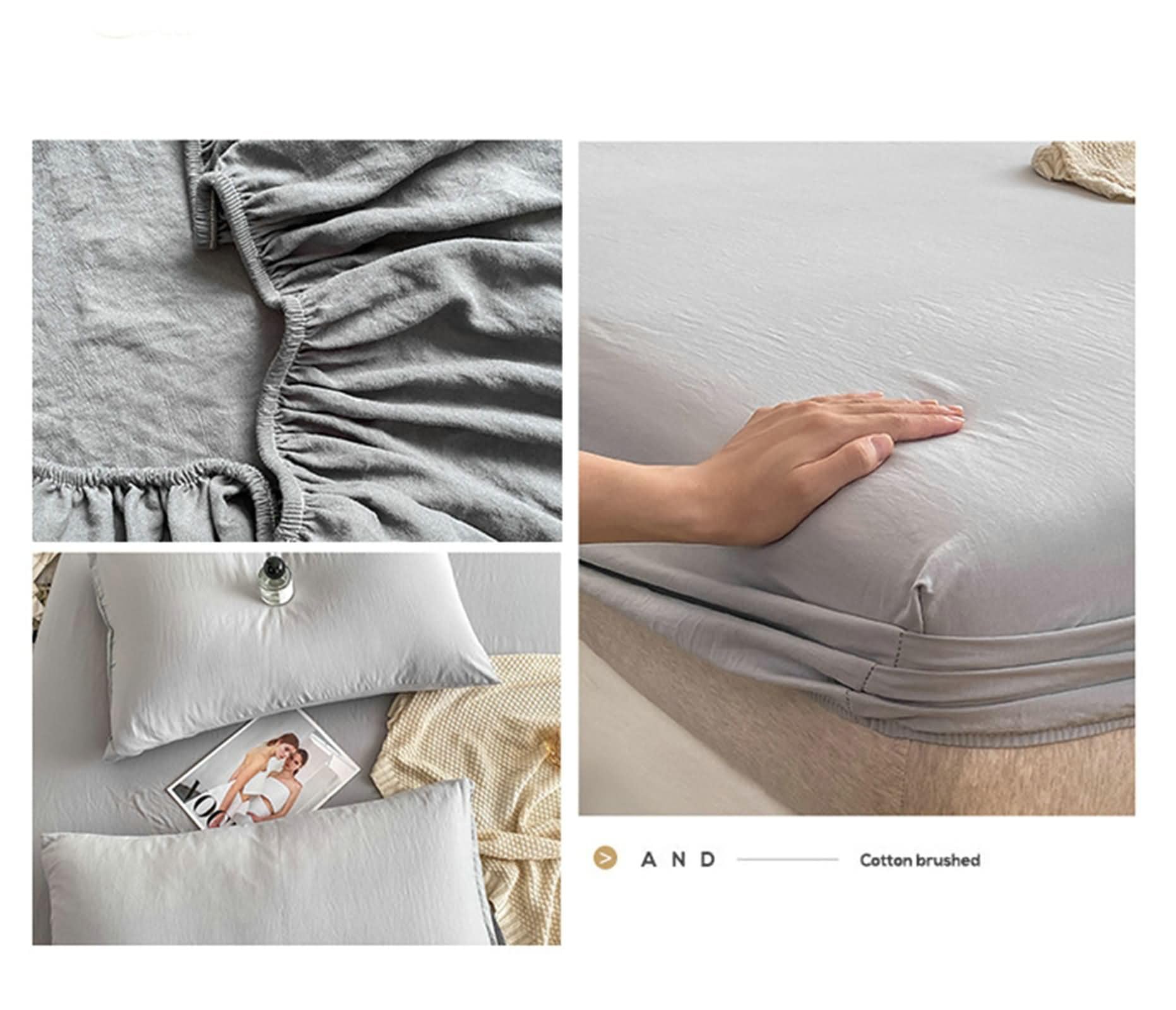KnSam Copri-letto grigio chiaro, 120 x 200 cm, senza rumore, lenzuolo per matrimonio, tinta unita, resistente alle pieghe e allo sbiadimento, in poliestere, per letto a molle e topper