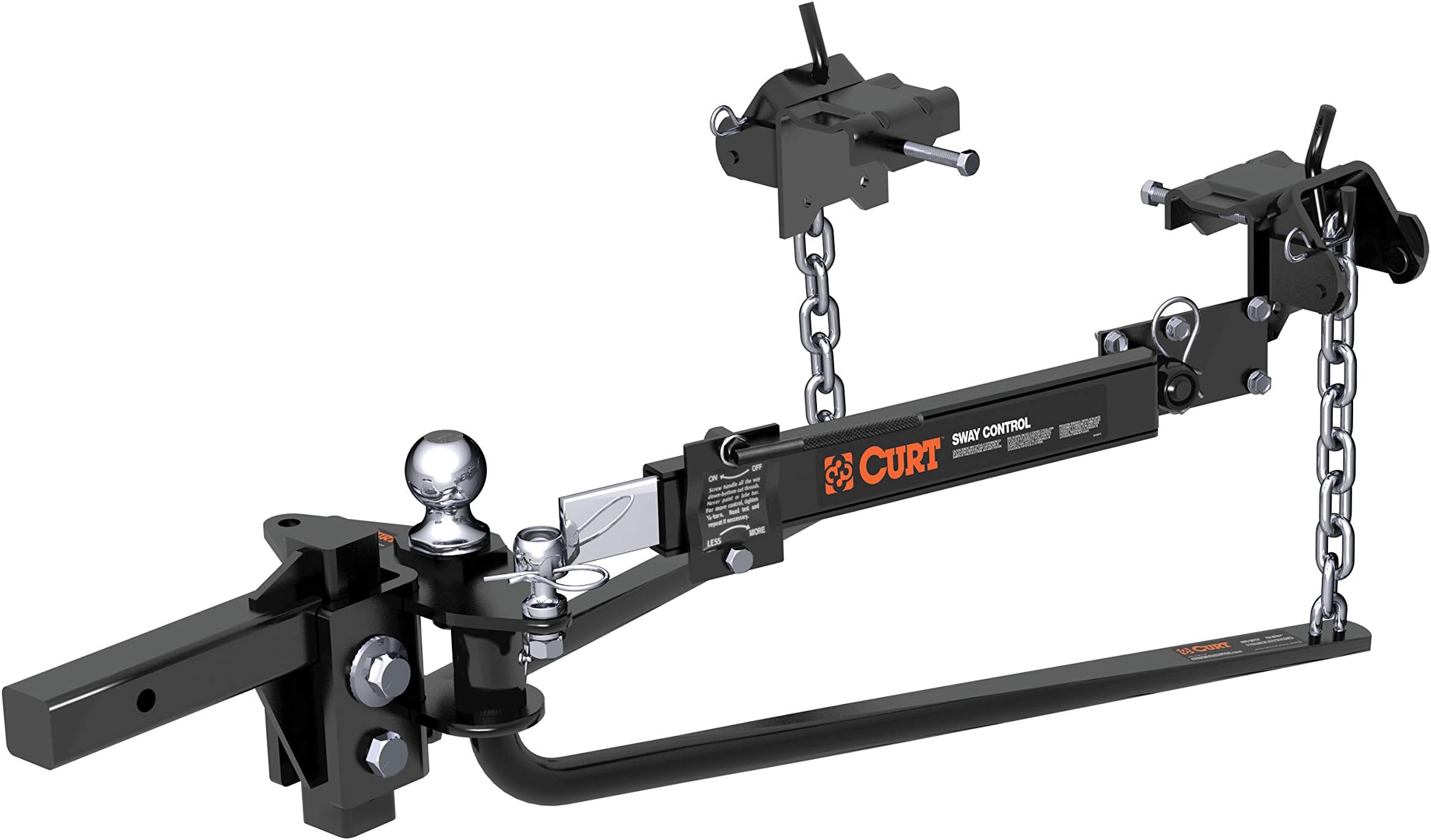 CURT 17062 Round Bar Weight Distribution Hitch with Sway Control, 10,000 lb | 800-1,000 lb Tongue Weight, Lubrication Zerk, Forged Spring Bars, 2" Shank, Pre-Torqued 2-5/16" Ball